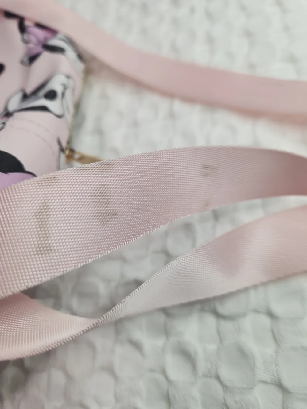 Pink Minnie Mouse Print Kids Backpack with Pom-Pom Charm